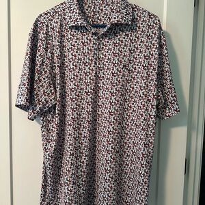 Rhoback Red and White Polo Shirt Geometric Design with Tennessee Flag!